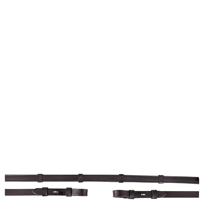 Zügel Leder/Gummi mit Steg - schwarz/silber