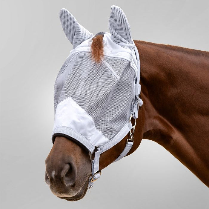 Fliegenhalftermaske PREMIUM - silbergrau