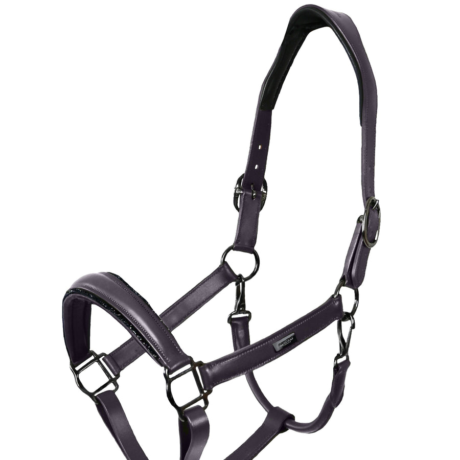Equestrian Stockholm Lederhalfter Anatomic Glimmer - dark violet