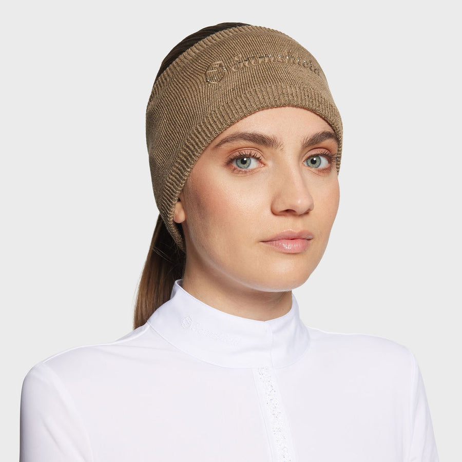 Stirnband AMALIE CRYSTAL - camel gold lurex "Samshield HW24"