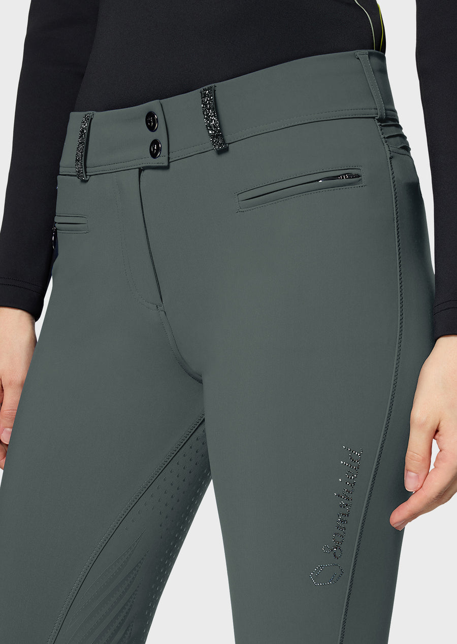 Reithose CLARA PREMIUM Vollgrip - dark forest "Samshield HW26"
