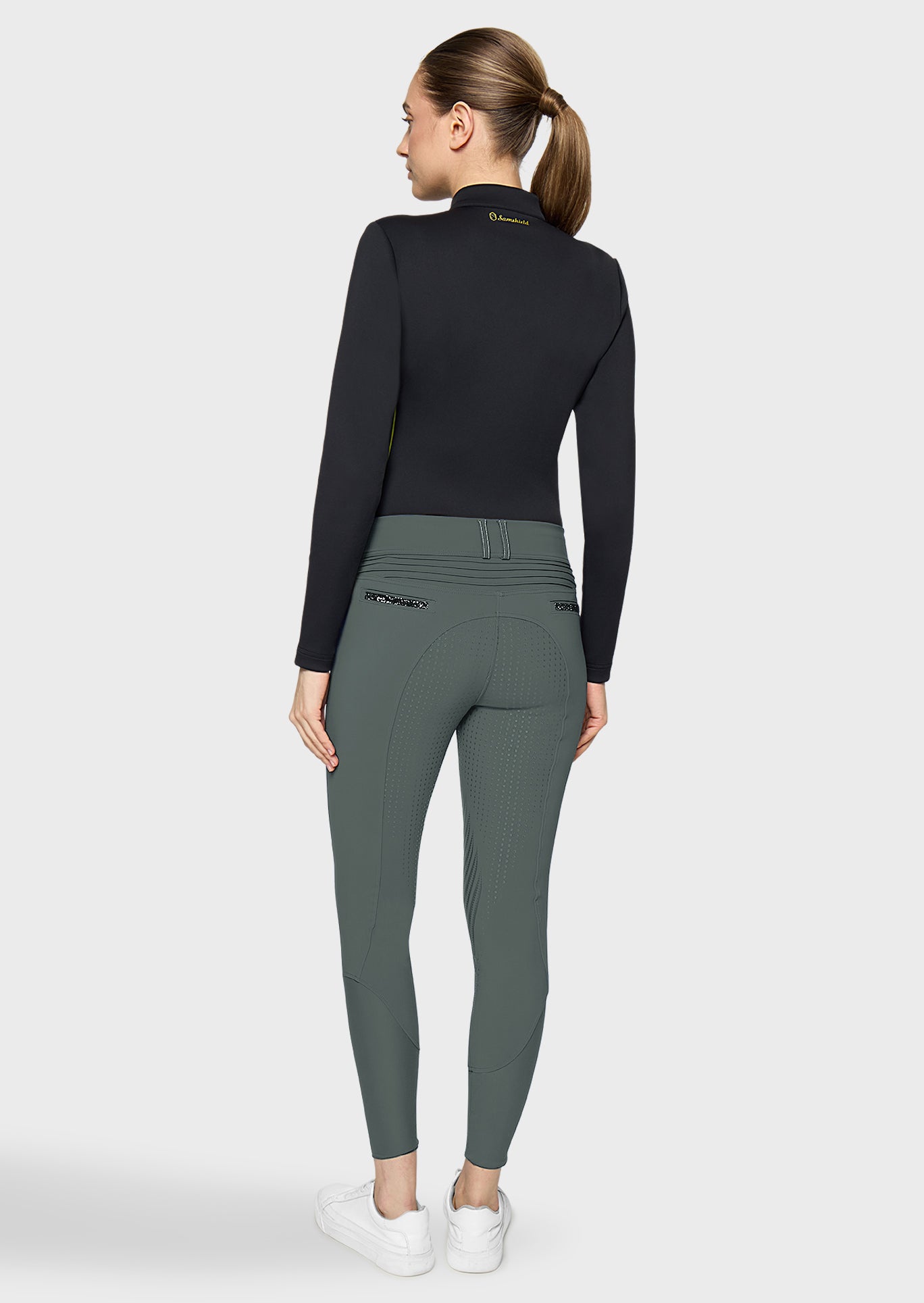 Reithose CLARA PREMIUM Vollgrip - dark forest "Samshield HW26"