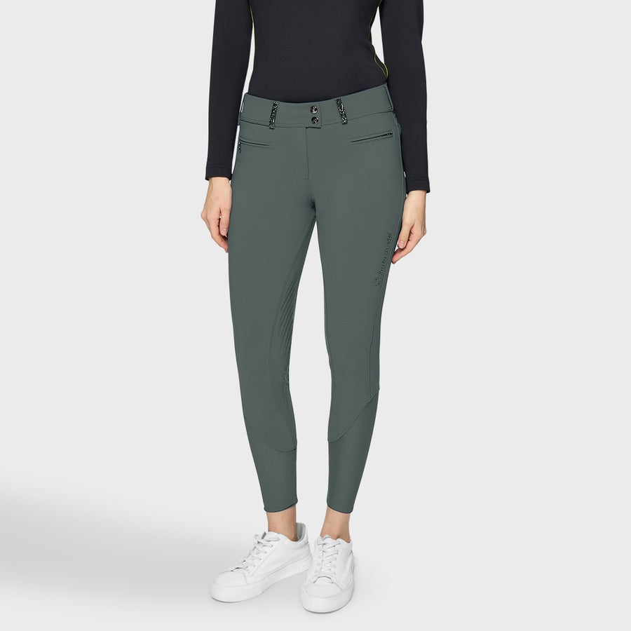 Reithose CLARA PREMIUM Vollgrip - dark forest "Samshield HW26"