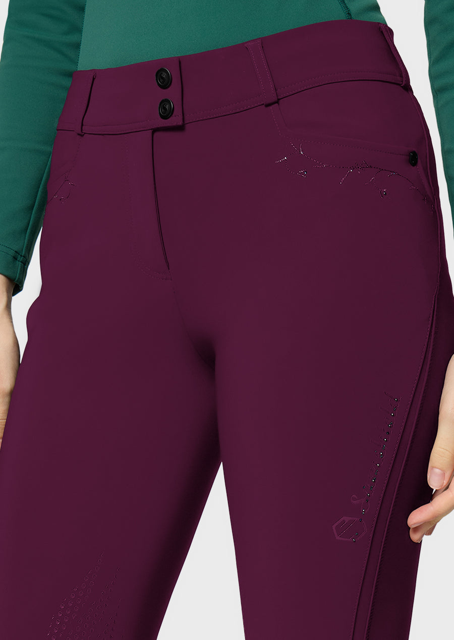 Reithose DELICE FLORAL Vollgrip - plum "Samshield HW26"