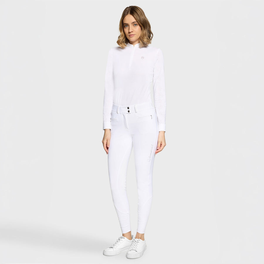 Reithose CLARA PREMIUM Vollgrip - weiß "Samshield FS26"