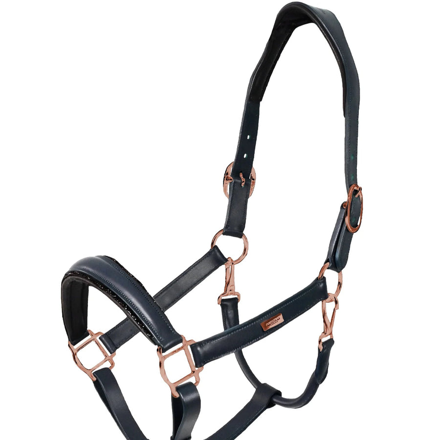 Equestrian Stockholm Lederhalfter Anatomic Glimmer - dark ocean