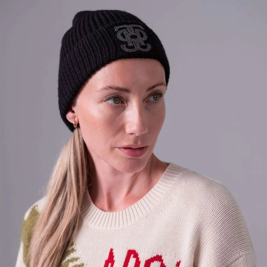 Beanie LOU Felt Monogram - schwarz